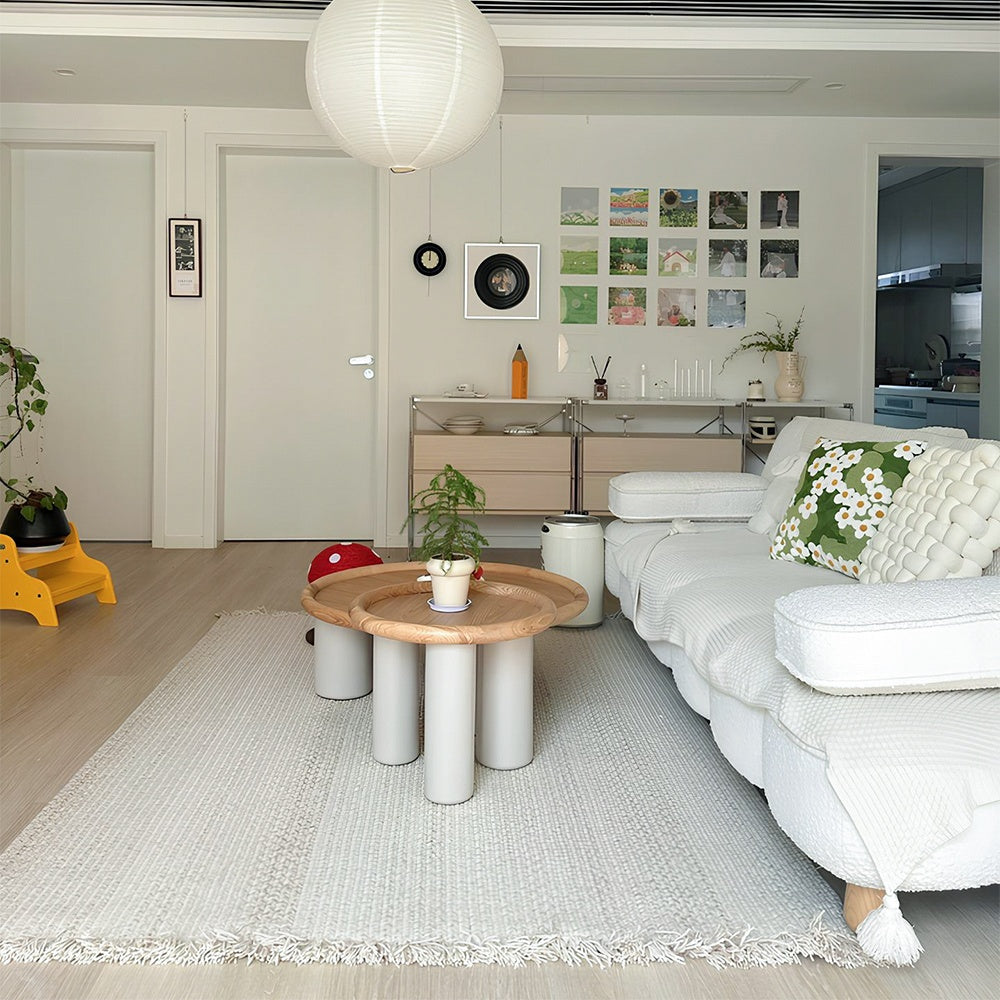 Tapis personnalisé Naya tissé main en laine et jute