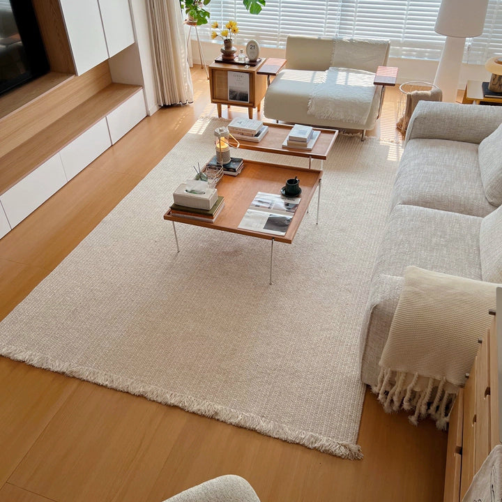 Tapis personnalisé Naya tissé main en laine et jute