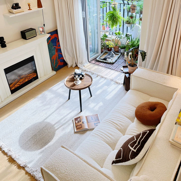 Tapis personnalisé Naya tissé main en laine et jute