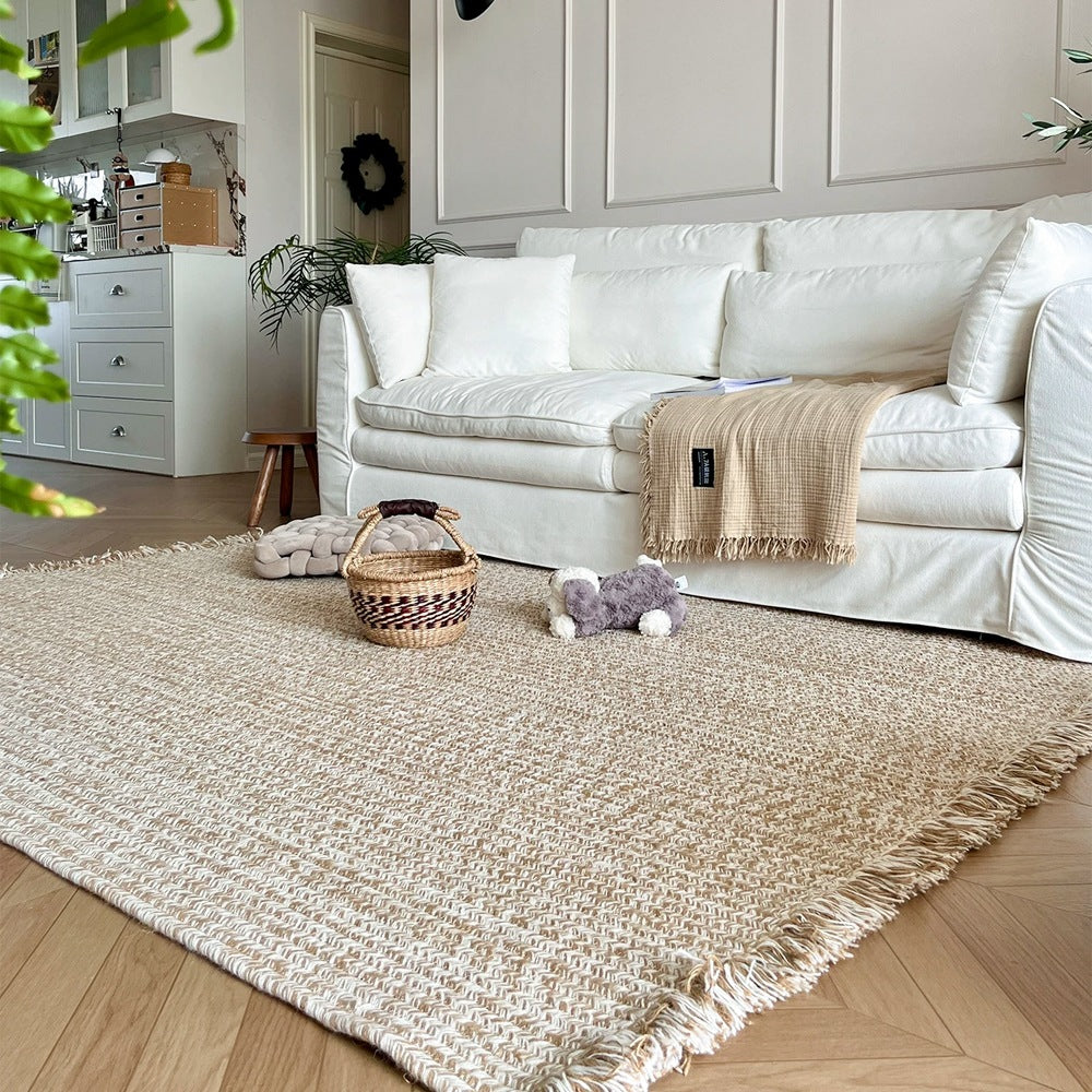 Tapis personnalisé Naya tissé main en laine et jute