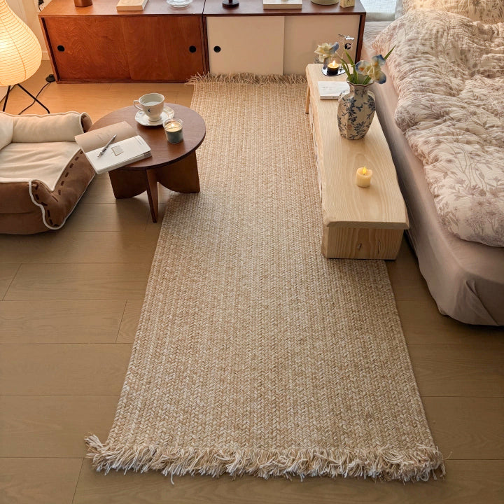 Tapis personnalisé Naya tissé main en laine et jute