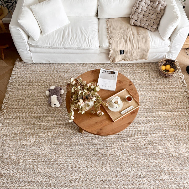 Tapis personnalisé Naya tissé main en laine et jute