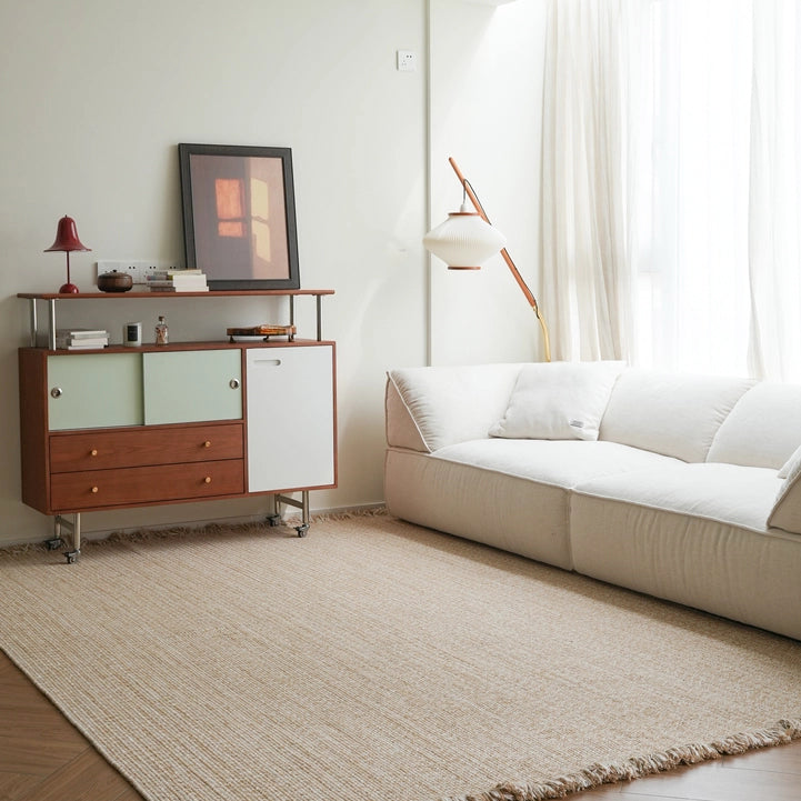 Tapis personnalisé Naya tissé main en laine et jute