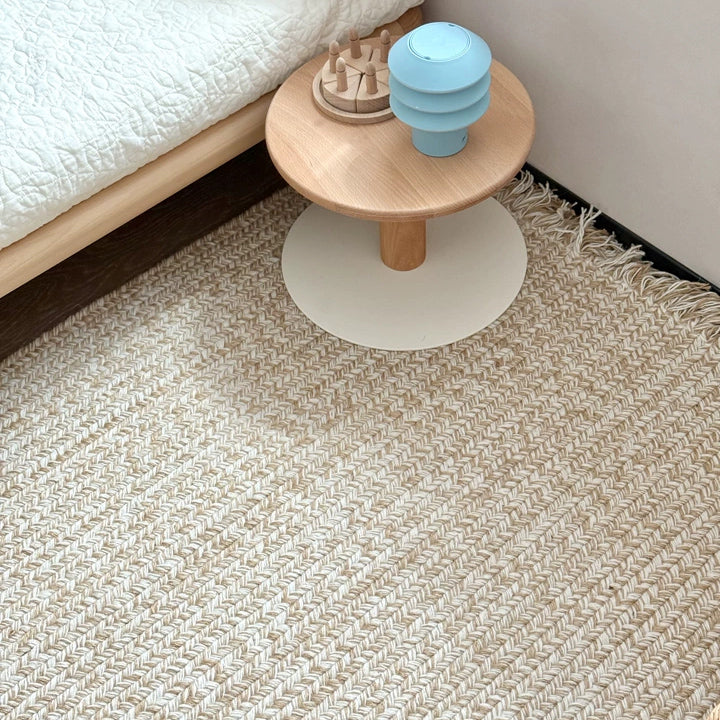 Tapis personnalisé Naya tissé main en laine et jute