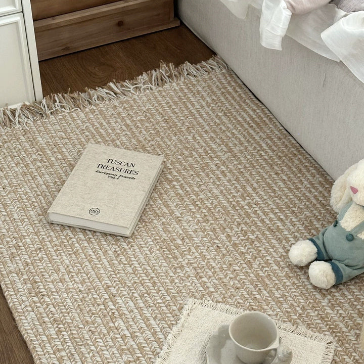 Tapis personnalisé Naya tissé main en laine et jute