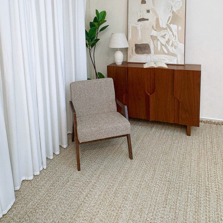 Tapis personnalisé Naya tissé main en laine et jute