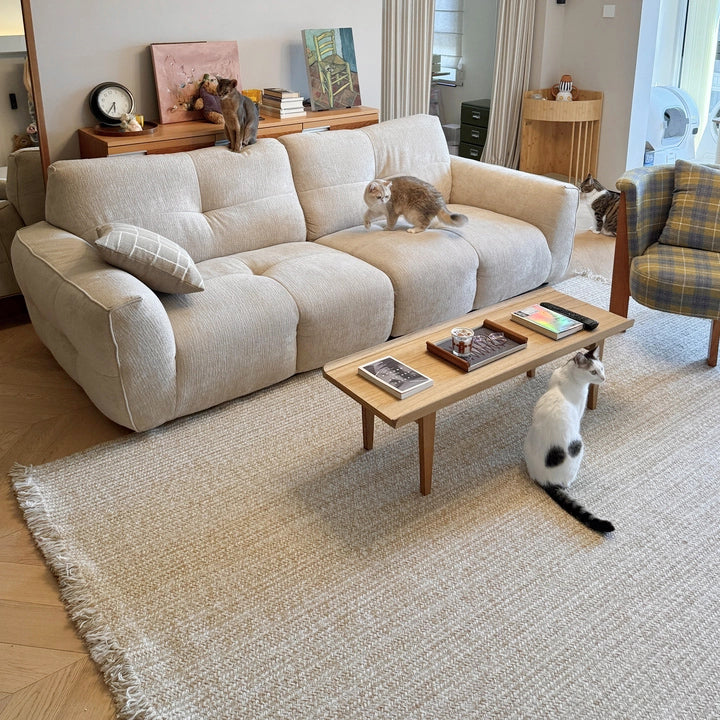 Tapis personnalisé Naya tissé main en laine et jute