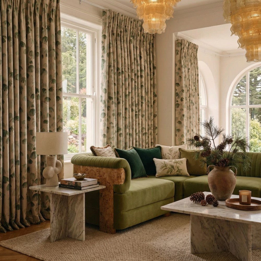 Nayla Green Unconventional Pine Print Curtains