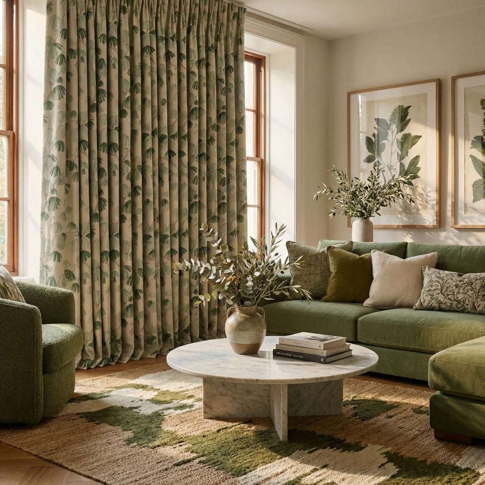 Nayla Green Unconventional Pine Print Curtains