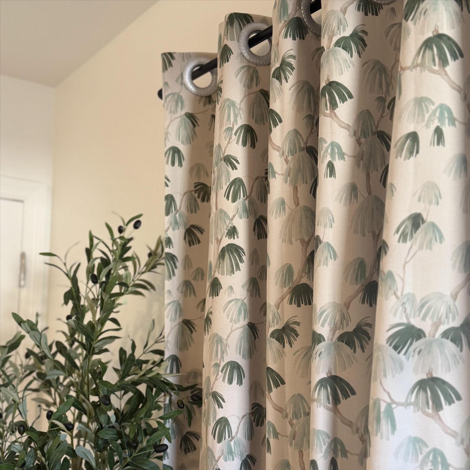 Nayla Green Unconventional Pine Print Curtains