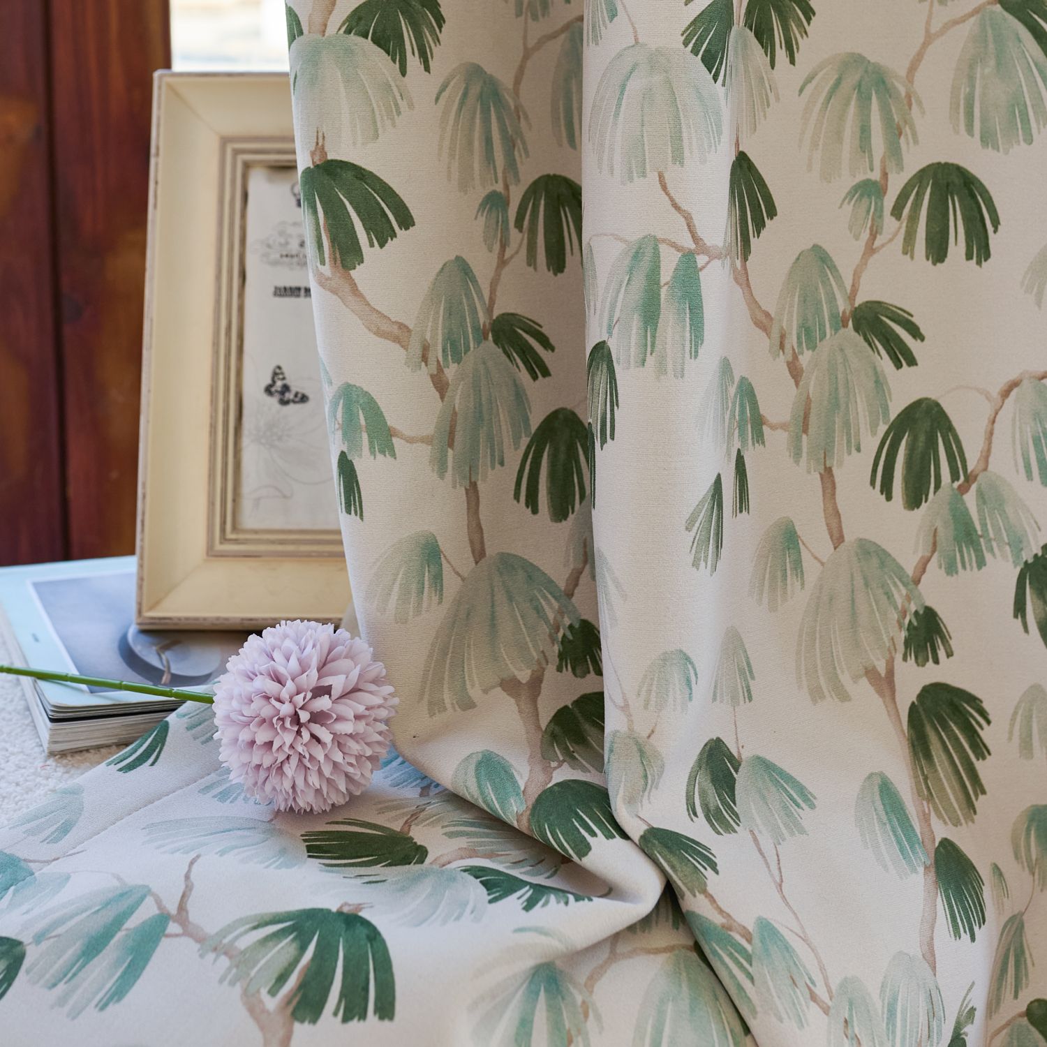 Nayla Green Unconventional Pine Print Curtains