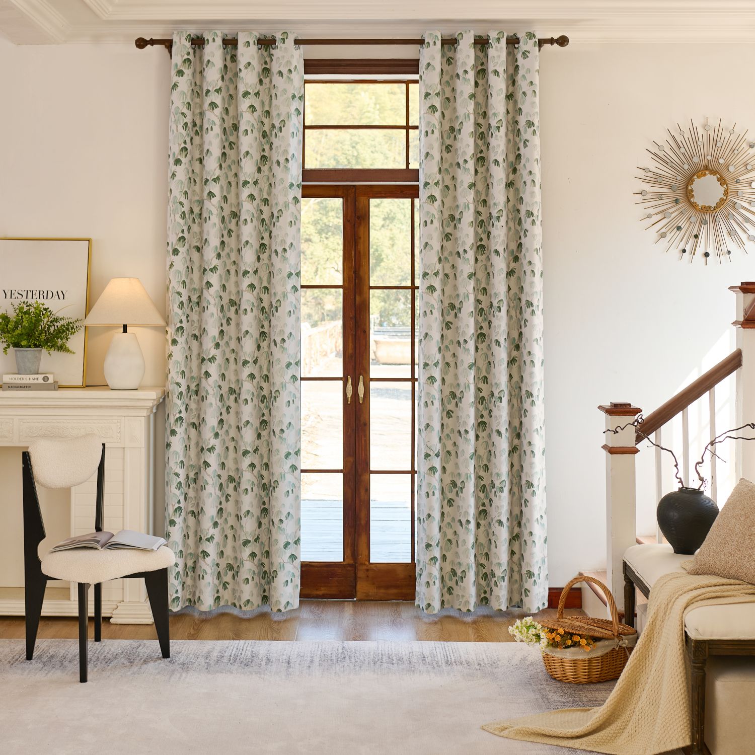Nayla Green Unconventional Pine Print Curtains