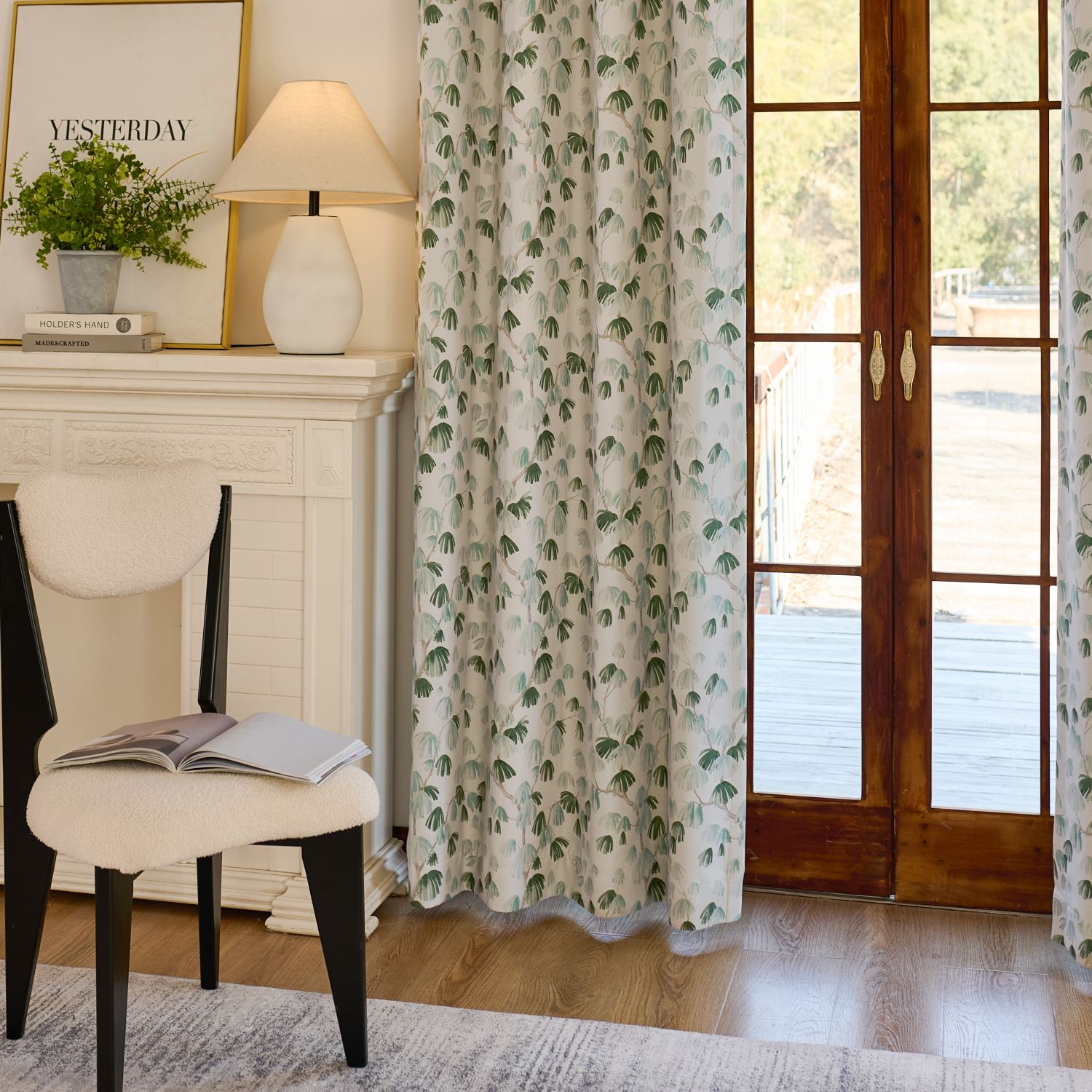 Nayla Green Unconventional Pine Print Curtains