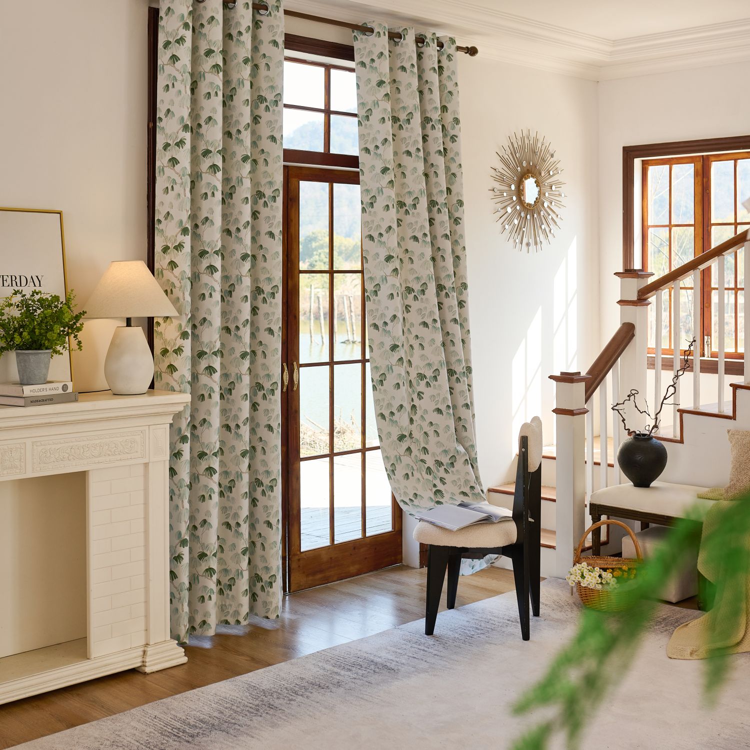 Nayla Green Unconventional Pine Print Curtains