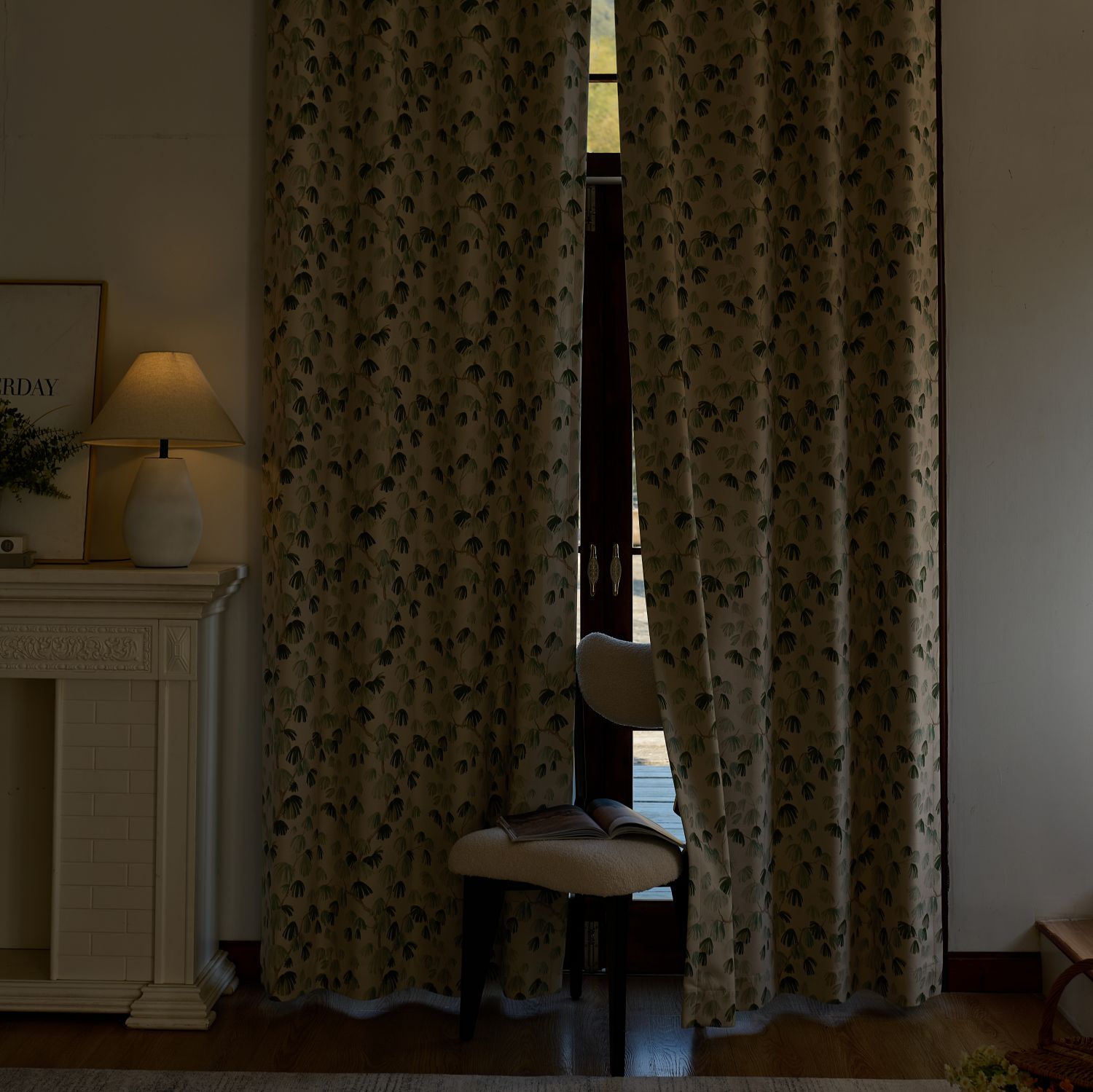 Nayla Green Unconventional Pine Print Curtains