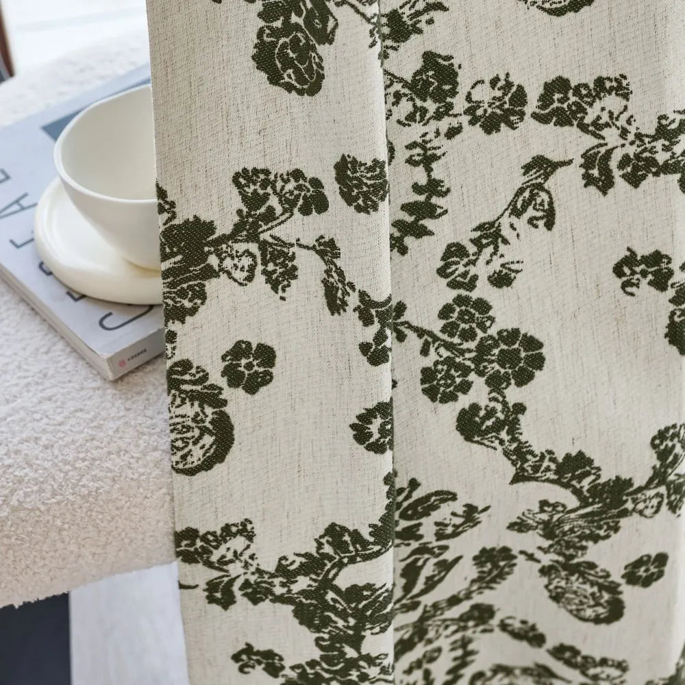 Nellie Cottage Style Floral Jacquard Curtains