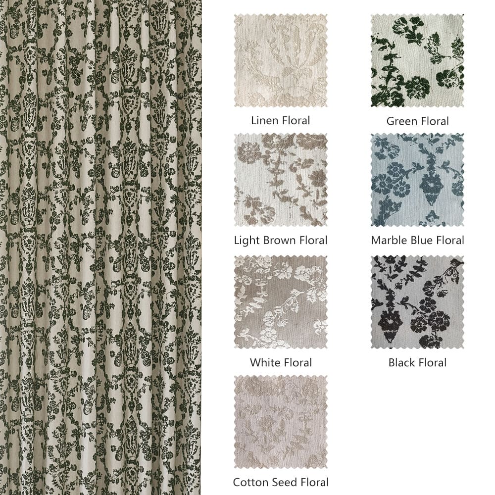 Nellie Cottage Style Floral Jacquard Curtains