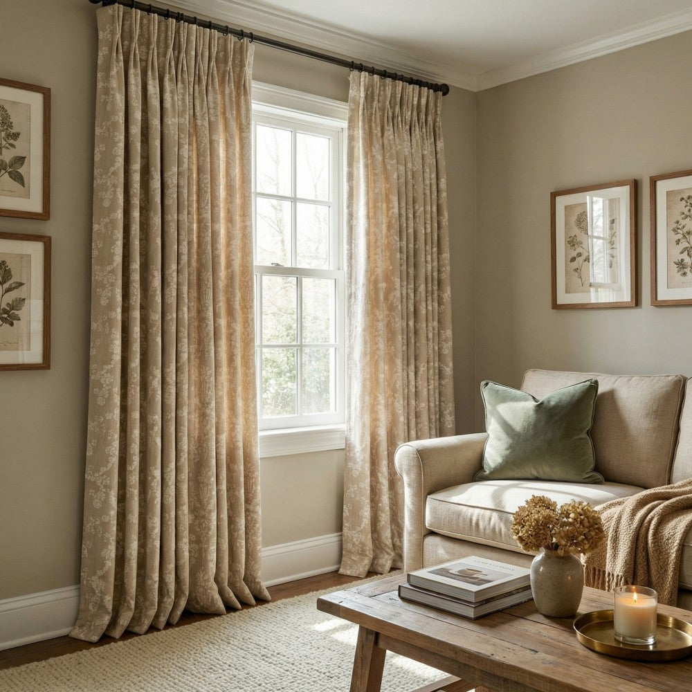 Nellie Cottage Style Floral Jacquard Curtains