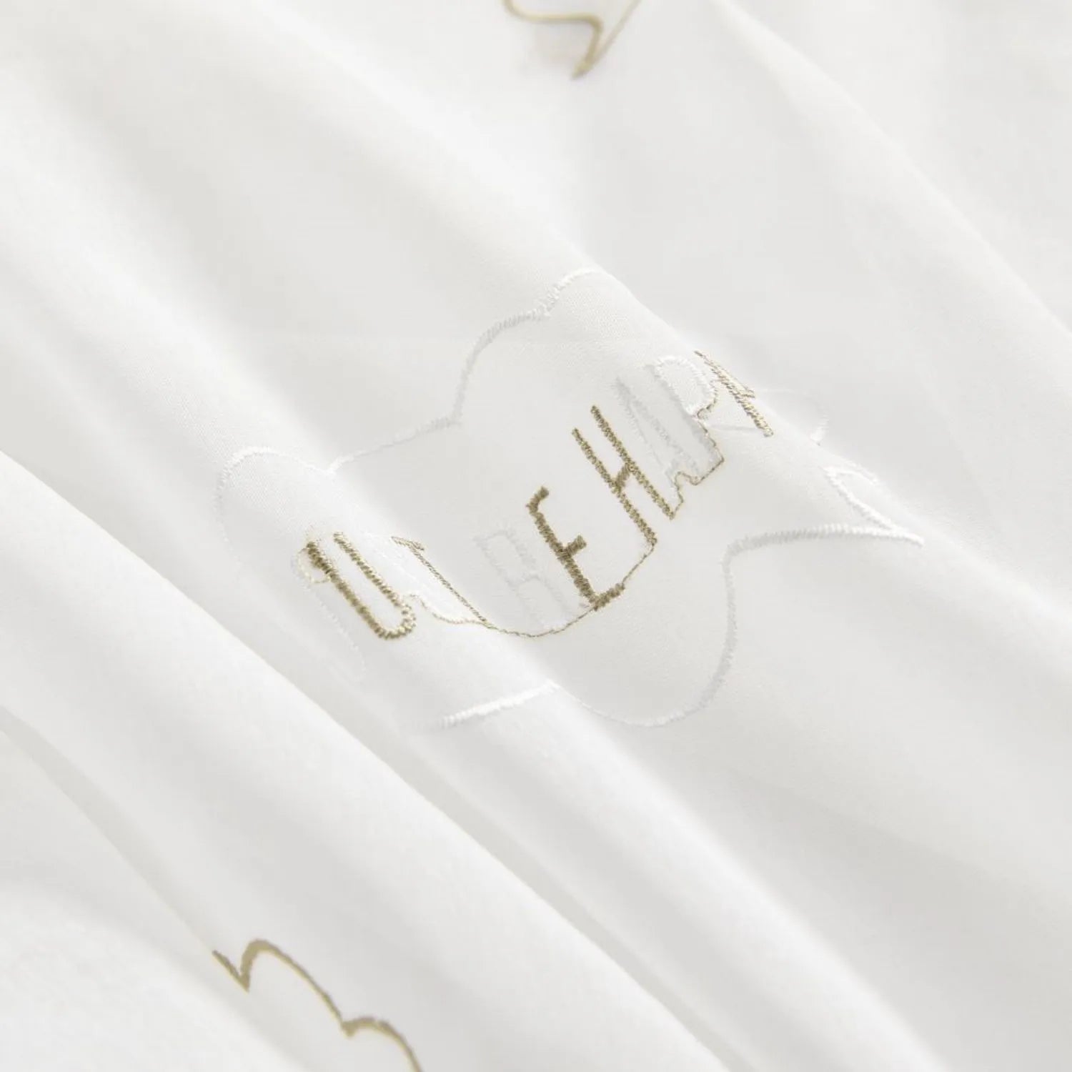 Niamh Embroidered Letter White Sheer Curtains
