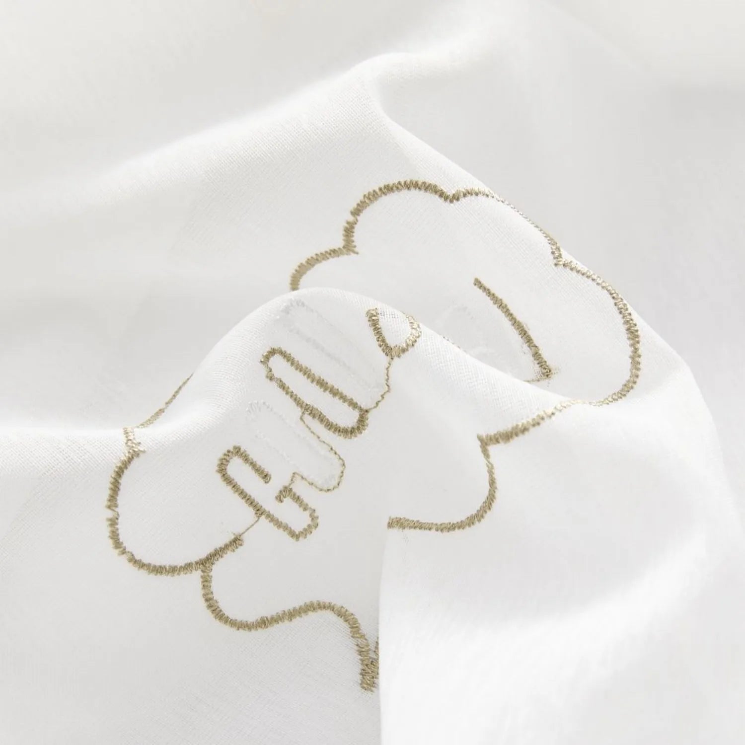 Niamh Embroidered Letter White Sheer Curtains