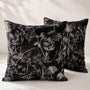 Noir Silky Botanical Jacquard Pillow Cover