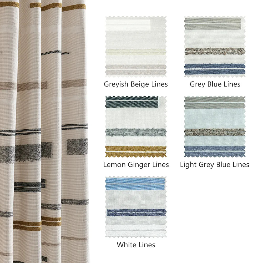 Nova Aesthetic Linen Cotton Striped Curtains