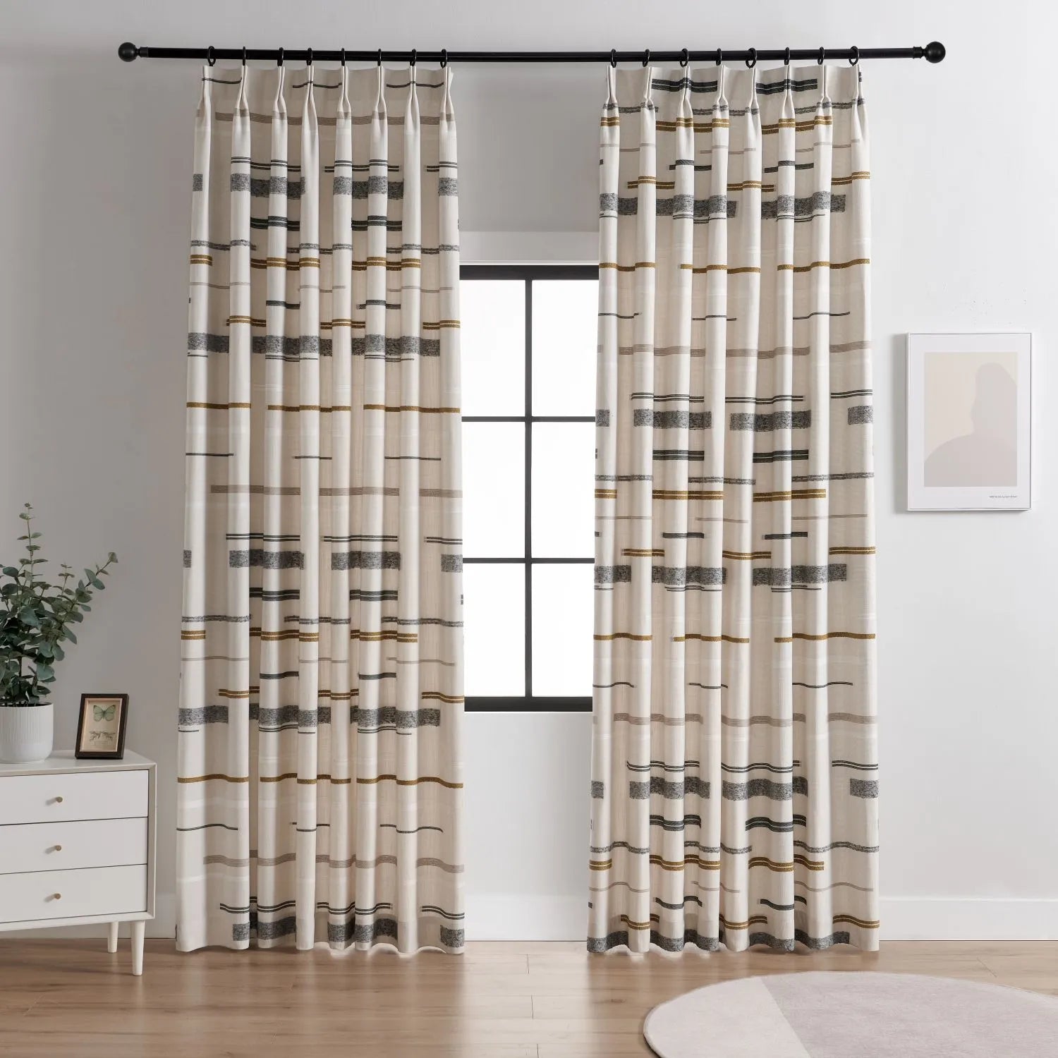 Nova Aesthetic Linen Cotton Striped Curtains