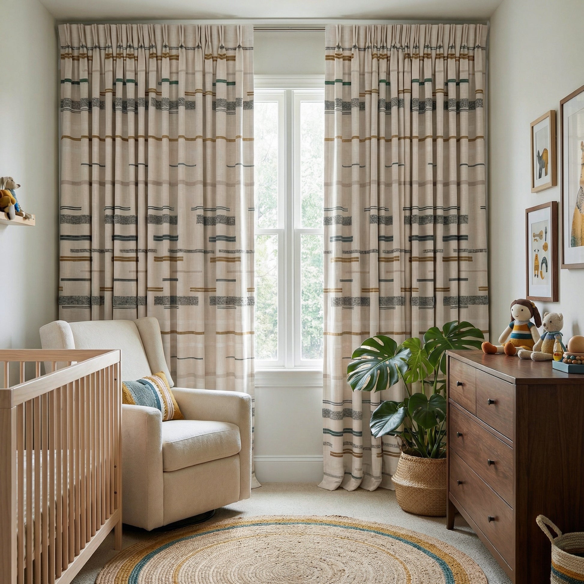 Nova Aesthetic Linen Cotton Striped Curtains