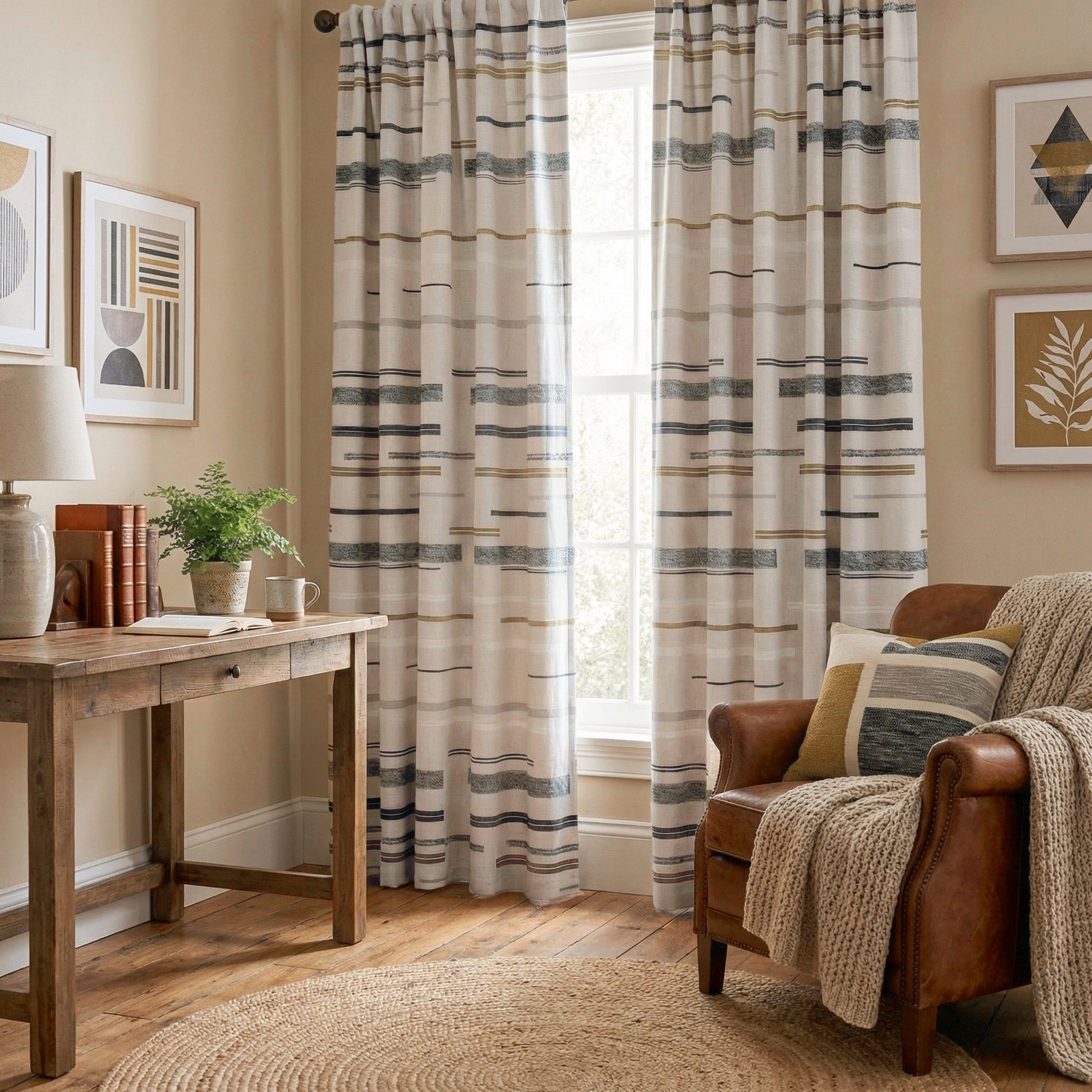 Nova Aesthetic Linen Cotton Striped Curtains