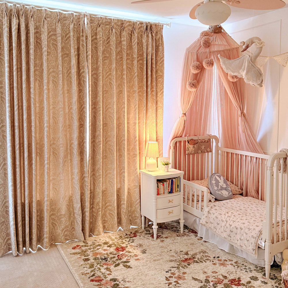 Oakley Beige Botanical Jacquard Curtains