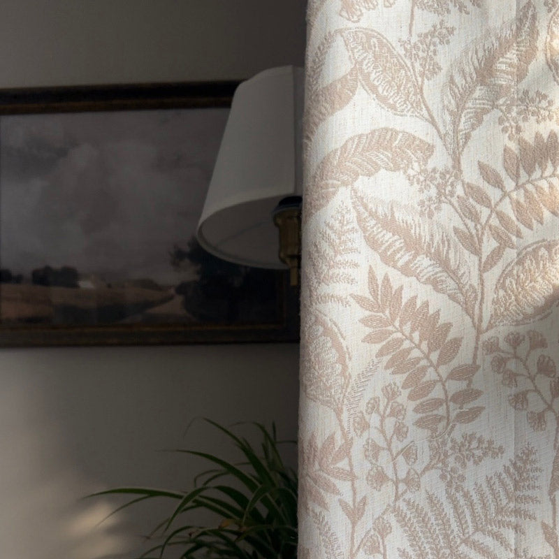 Oakley Beige Botanical Jacquard Curtains