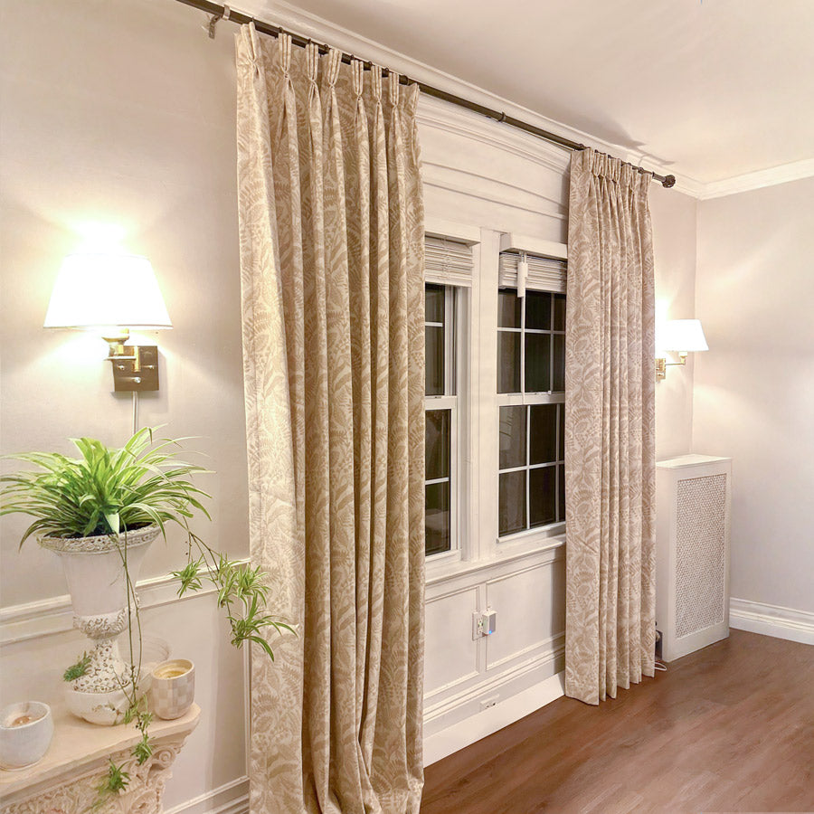 Oakley Beige Botanical Jacquard Curtains