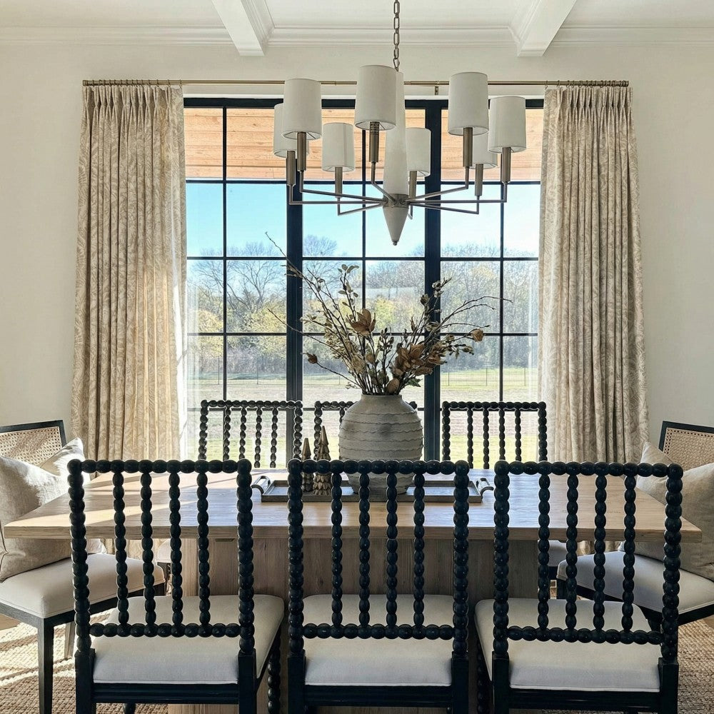 Oakley Beige Botanical Jacquard Curtains