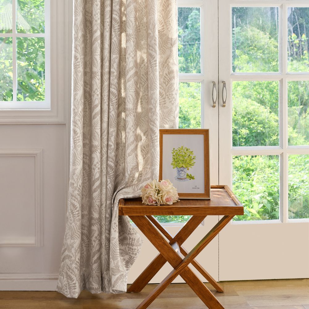 Oakley Beige Botanical Jacquard Curtains