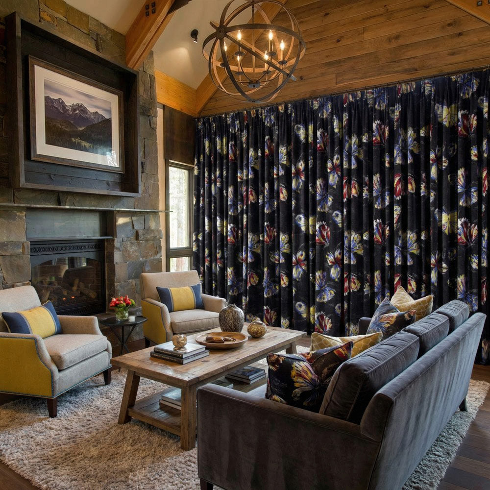 Olivia Colored Butterflies Jacquard Curtains