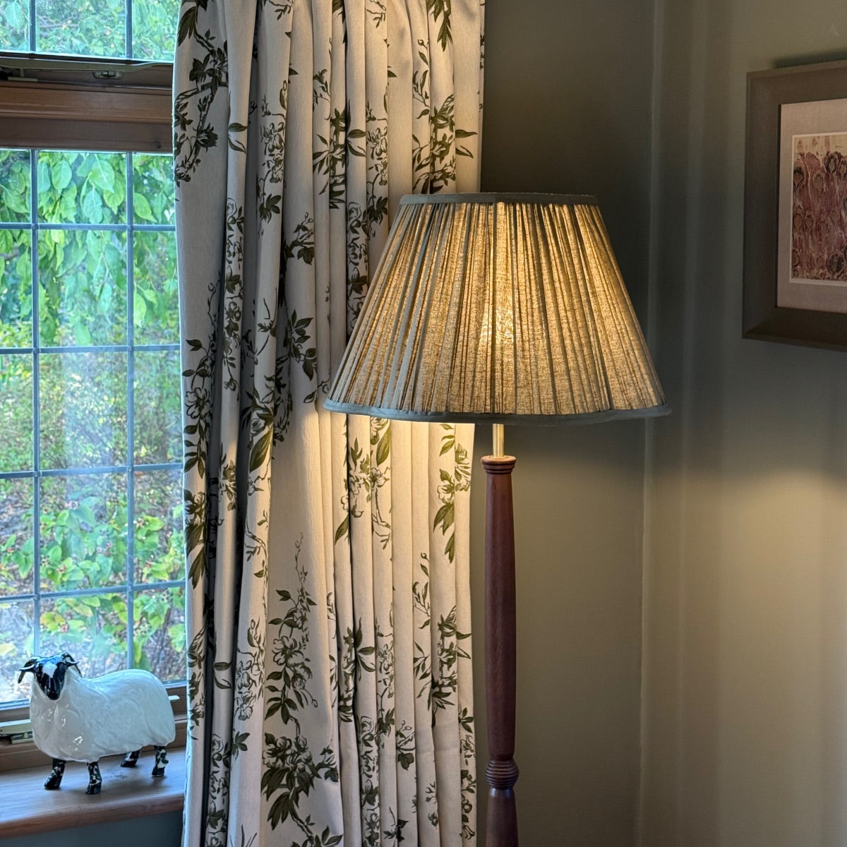 Ophelia Green Subtle Floral Leaf Curtains