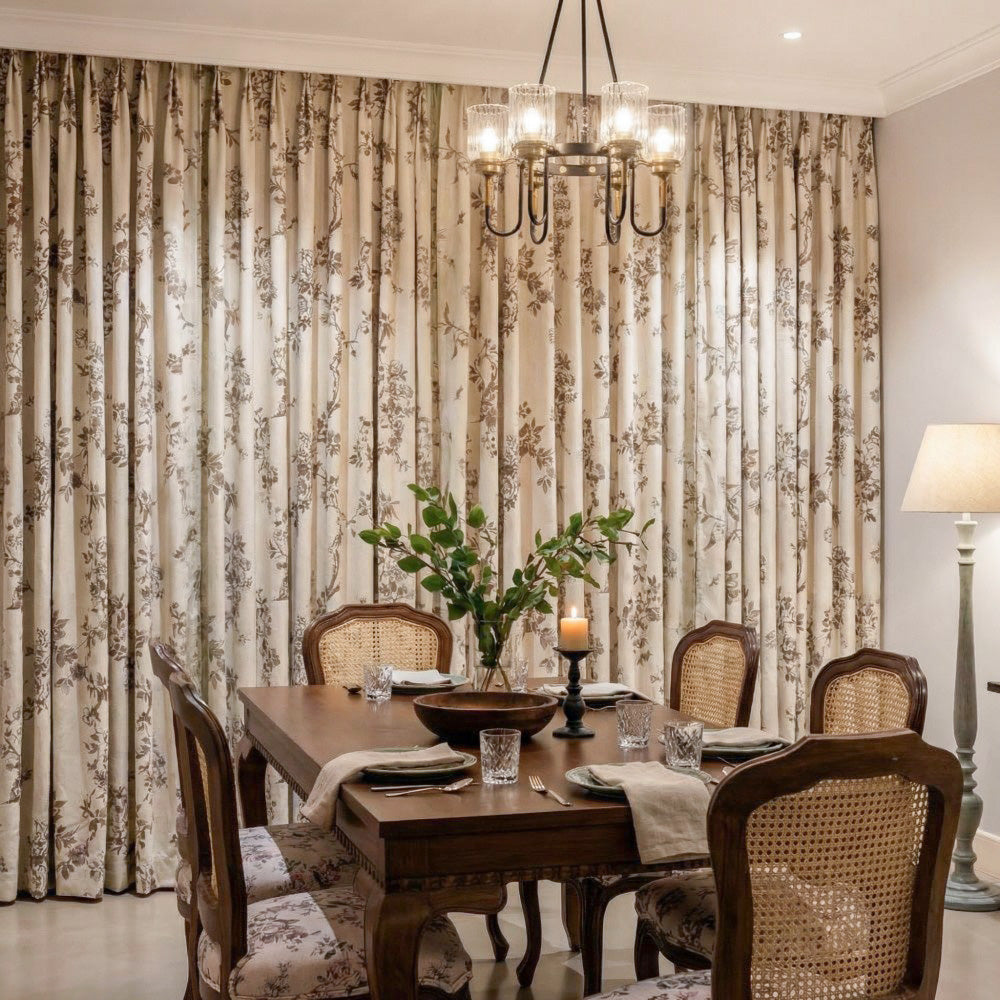 Ophelia Green Subtle Floral Leaf Curtains