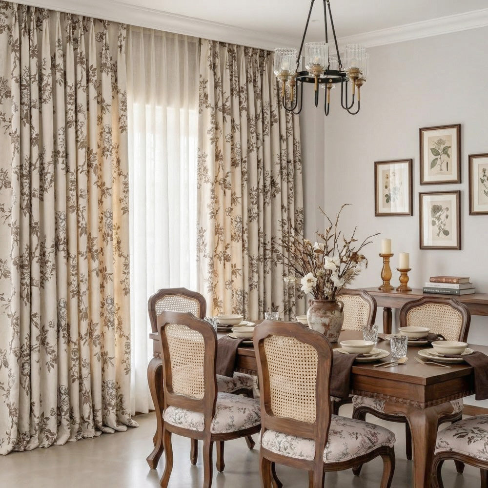 Ophelia Green Subtle Floral Leaf Curtains