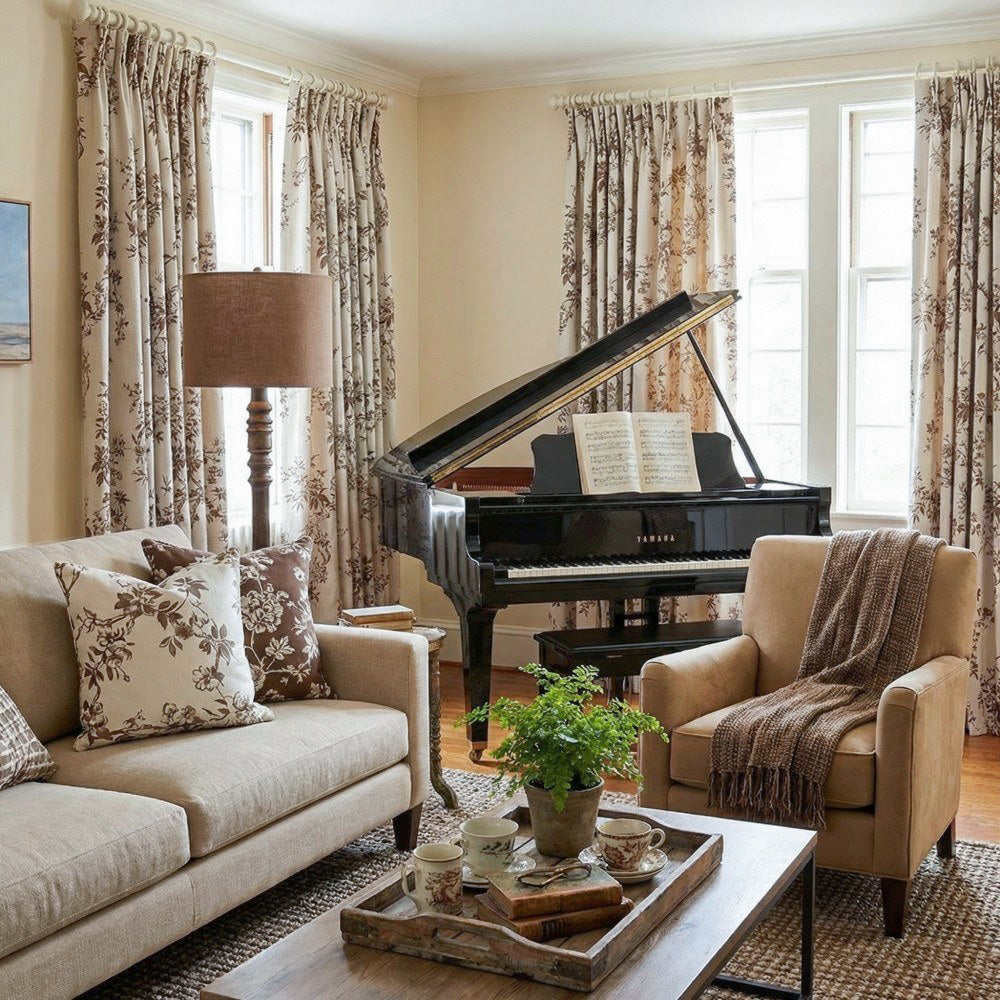 Ophelia Green Subtle Floral Leaf Curtains