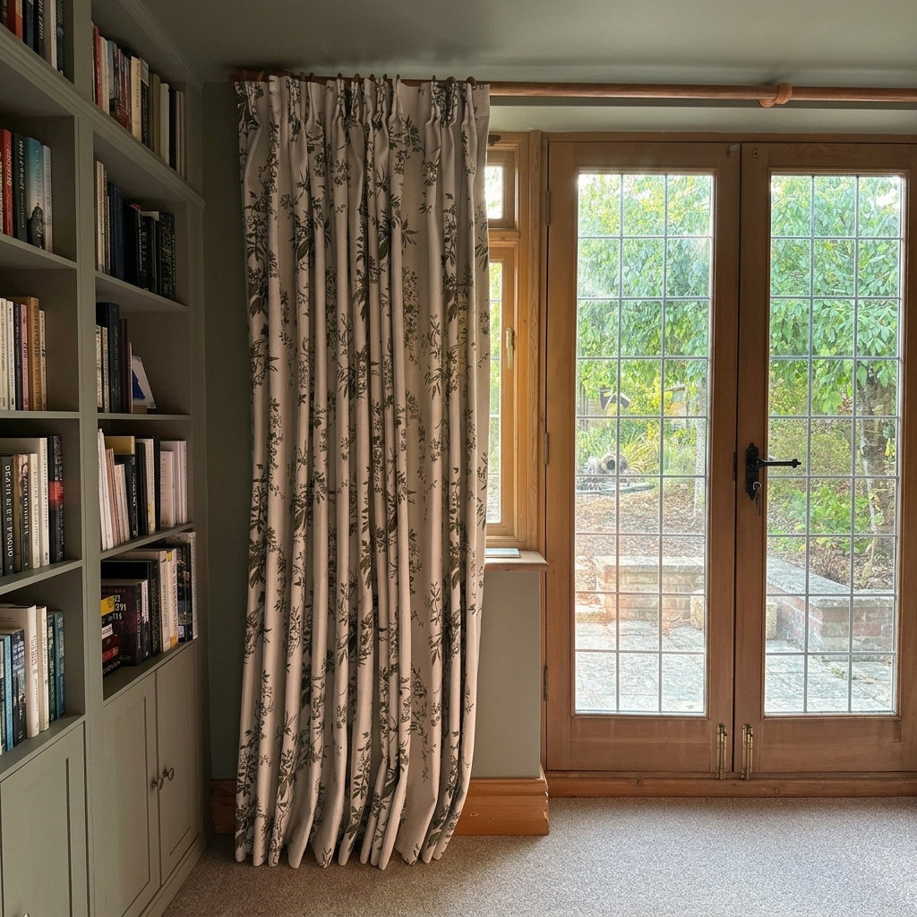 Ophelia Green Subtle Floral Leaf Curtains