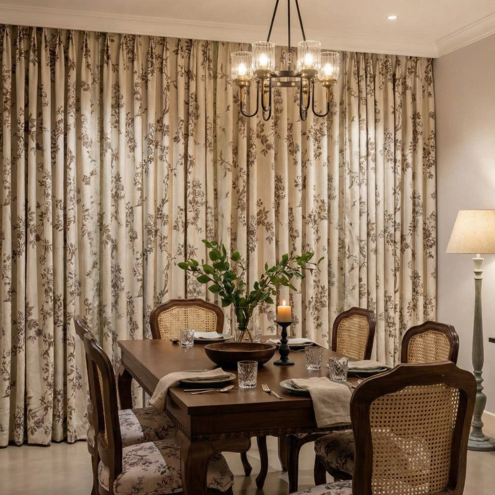 Ophelia Green Subtle Floral Leaf Curtains