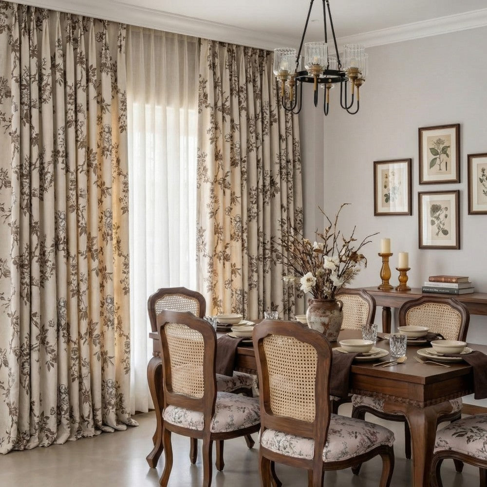 Ophelia Green Subtle Floral Leaf Curtains