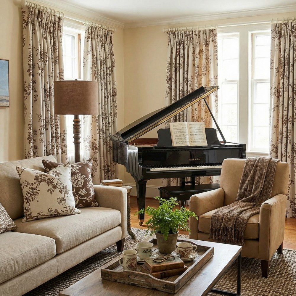 Ophelia Green Subtle Floral Leaf Curtains