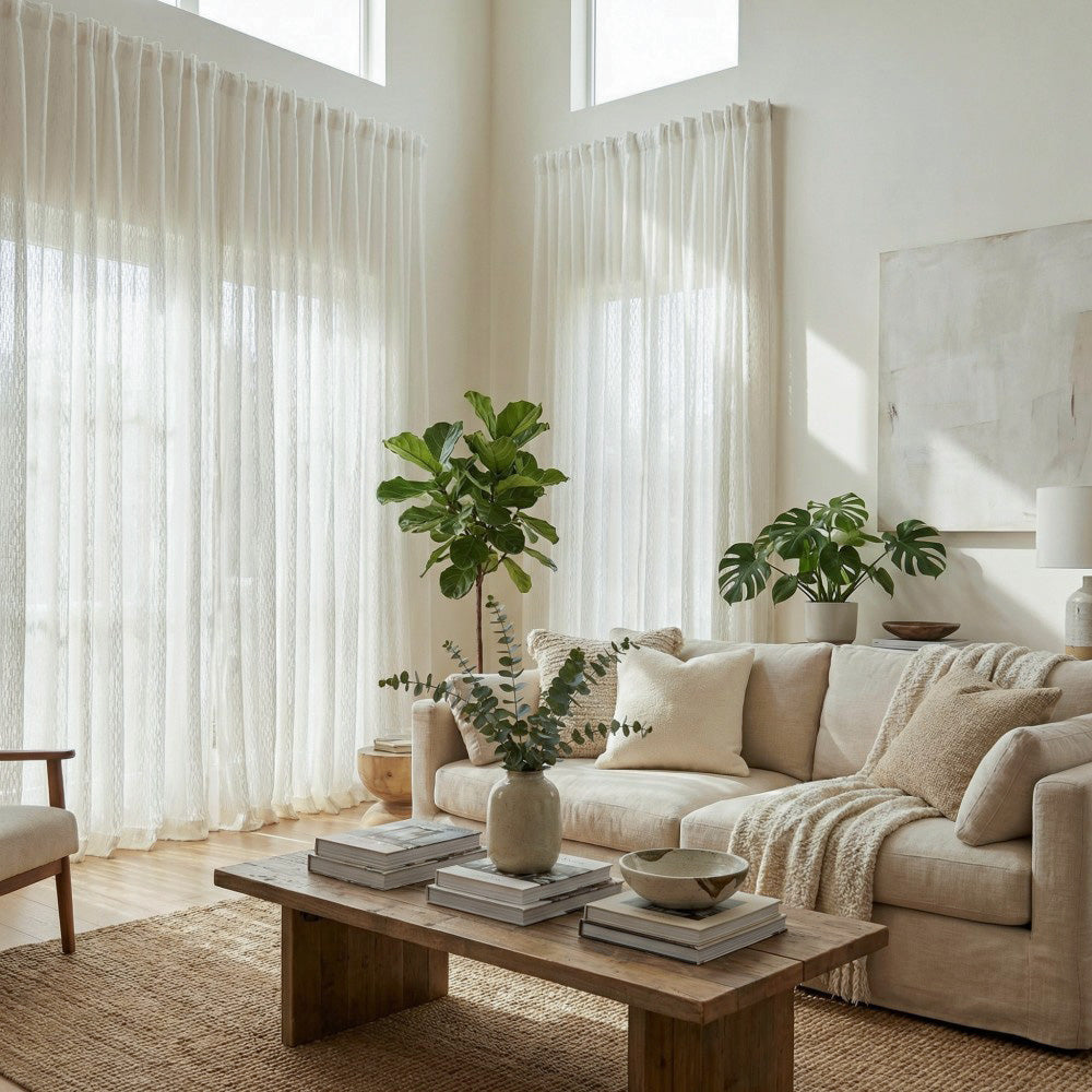 Orla Crochet Spindle Stripe Lace Sheer Curtains