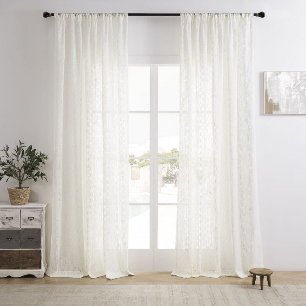 Orla Crochet Spindle Stripe Lace Sheer Curtains