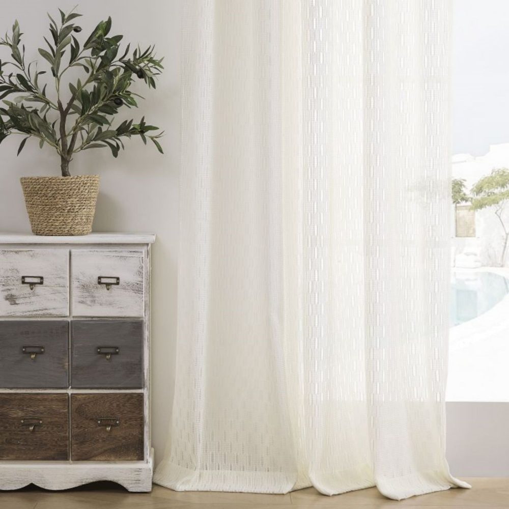 Orla Crochet Spindle Stripe Lace Sheer Curtains
