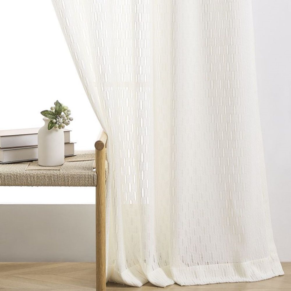 Orla Crochet Spindle Stripe Lace Sheer Curtains