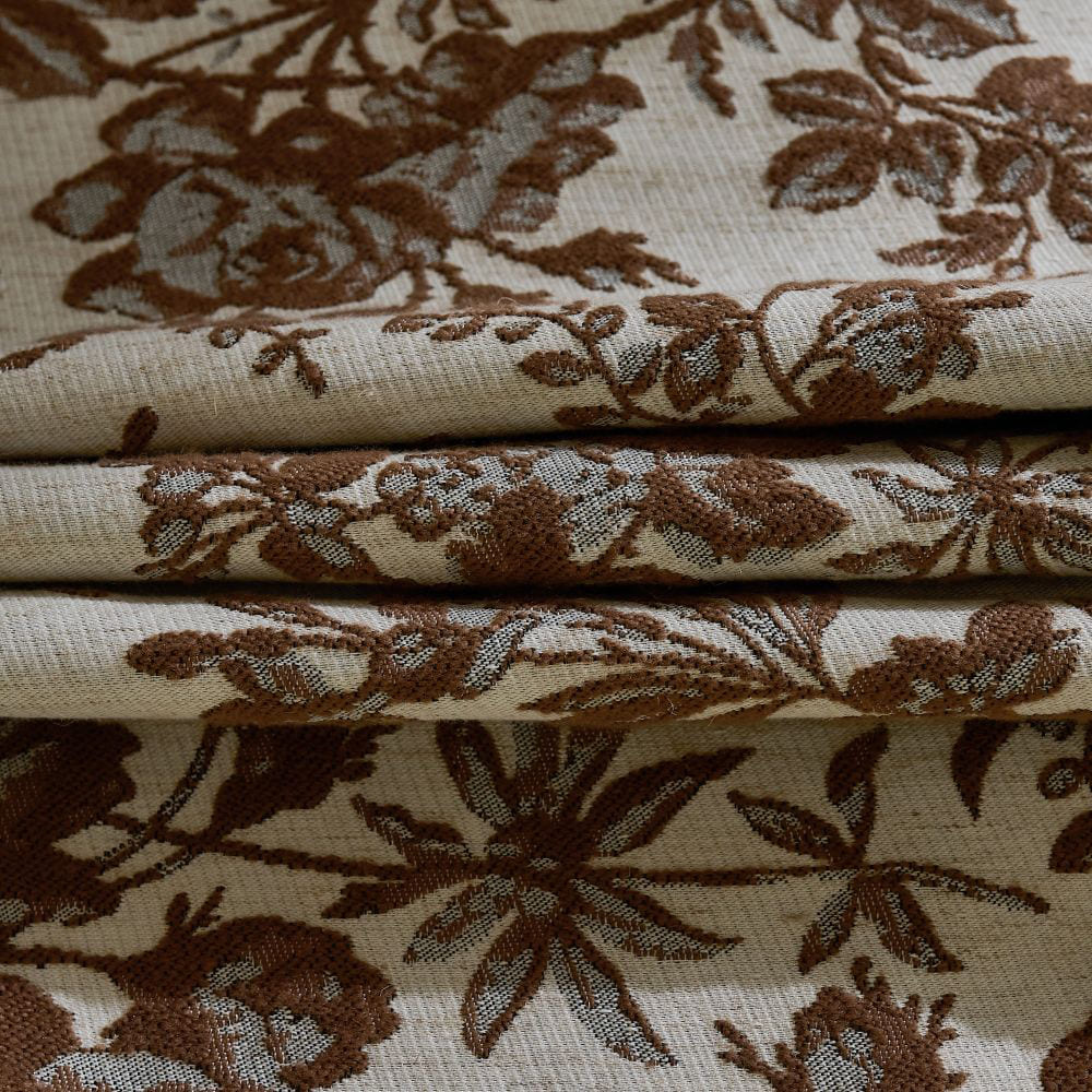 Pamela Heavy-weight Brown Leaf Floral Curtains