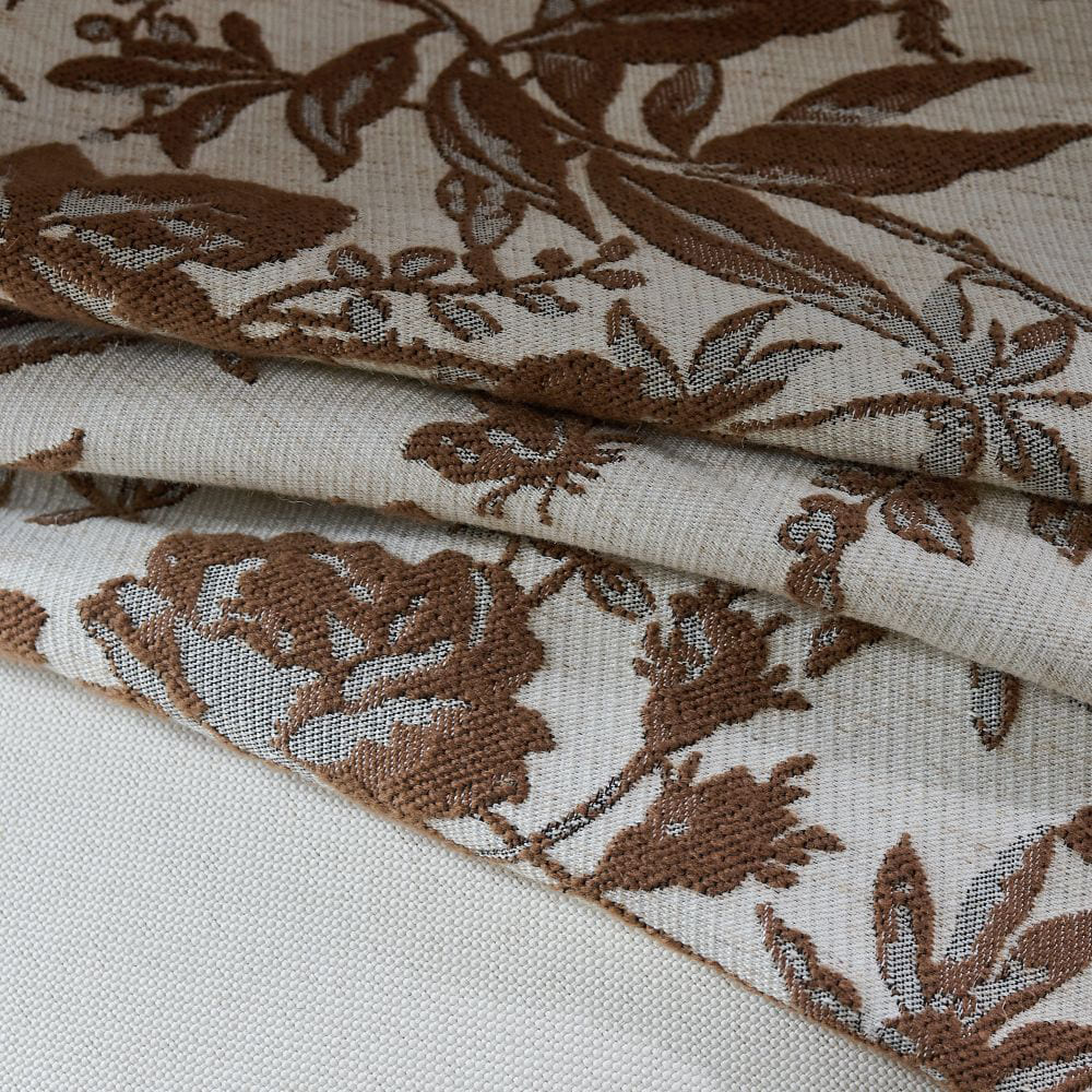 Pamela Heavy-weight Brown Leaf Floral Curtains