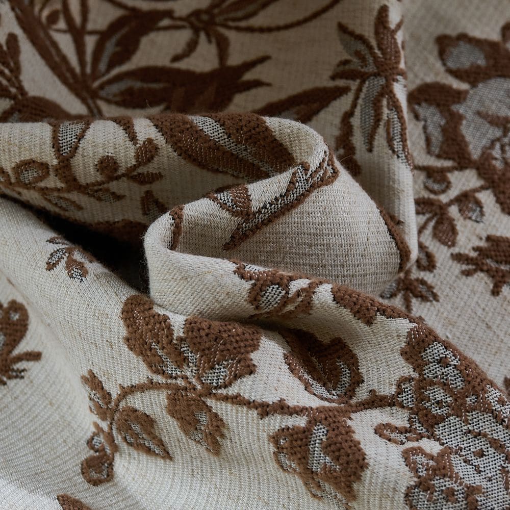 Pamela Heavy-weight Brown Leaf Floral Curtains